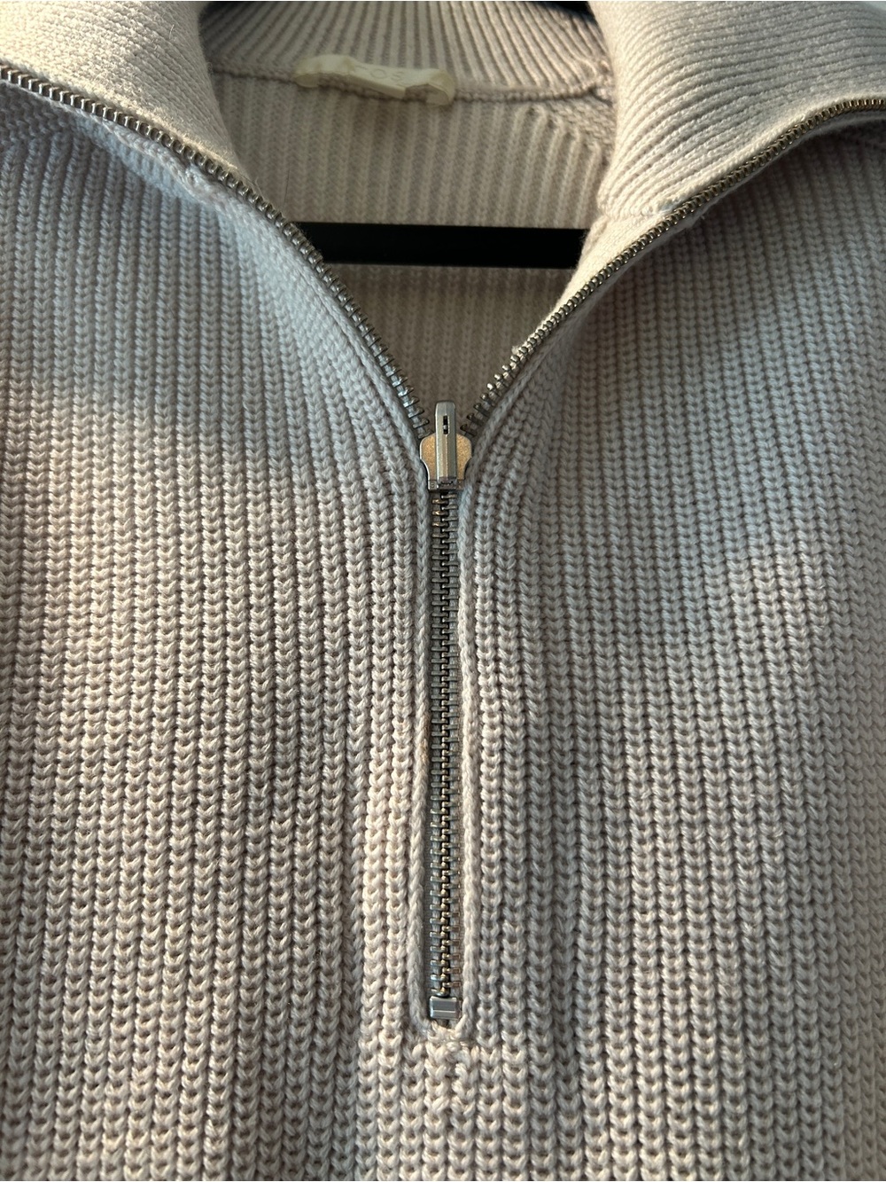 COS Cream Ribbed Funnel Neck Zip Front Sweater - Picture 4 of 11